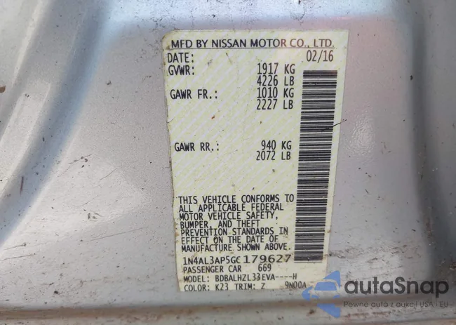 1N4AL3AP5GC179627: 42260257