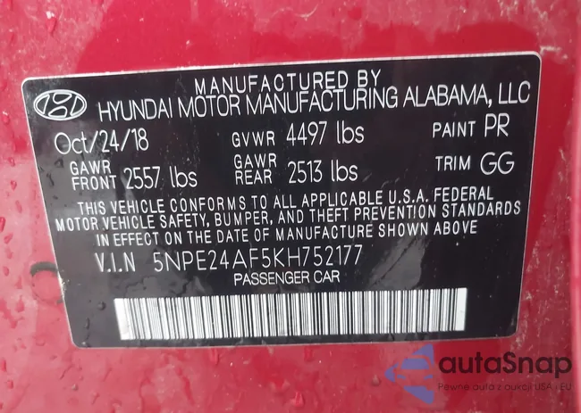 5NPE24AF5KH752177: 42261525