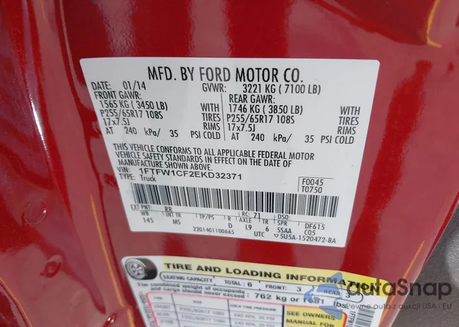 1FTFW1CF2EKD32371: 42261885