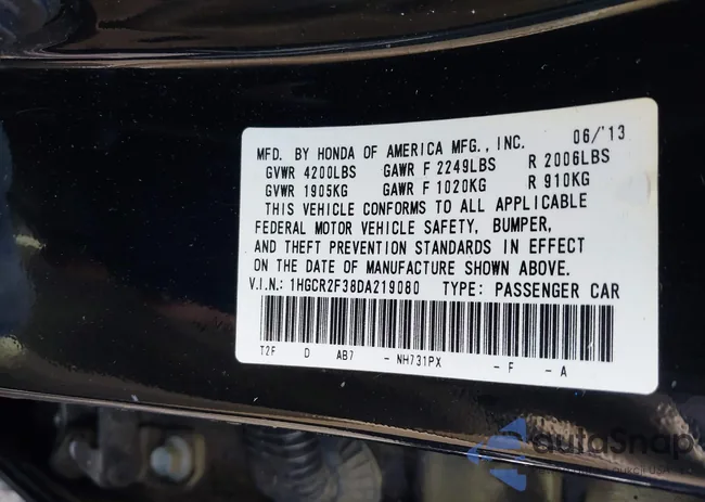 1HGCR2F38DA219080: 42260992