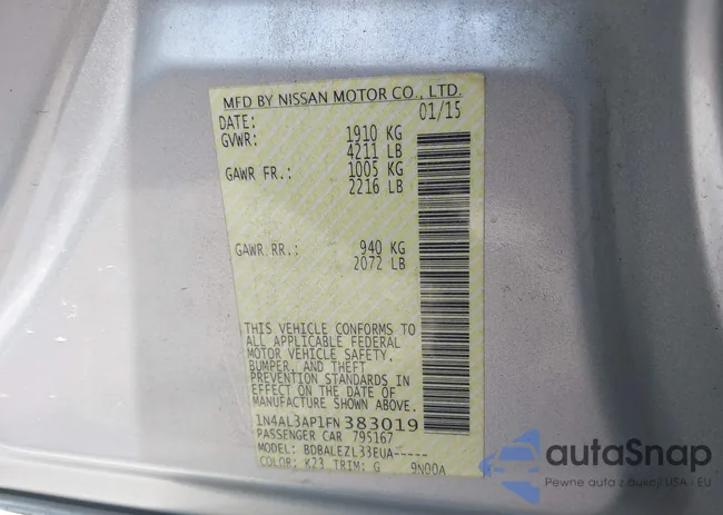 1N4AL3AP1FN383019: 42261220