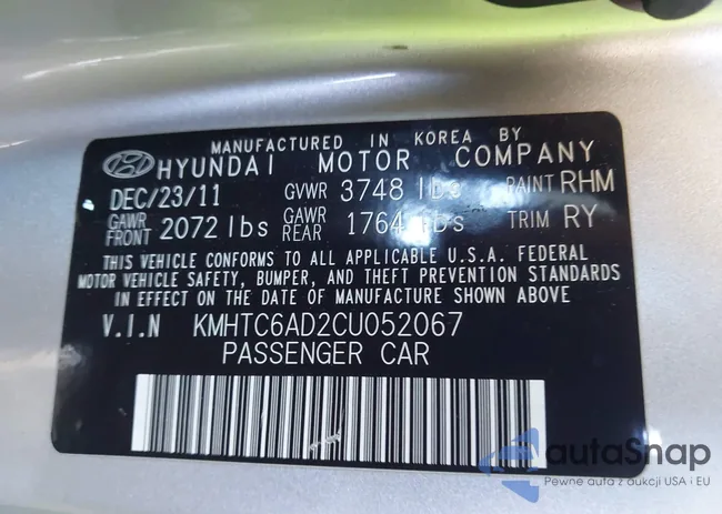 KMHTC6AD2CU052067: 42261316