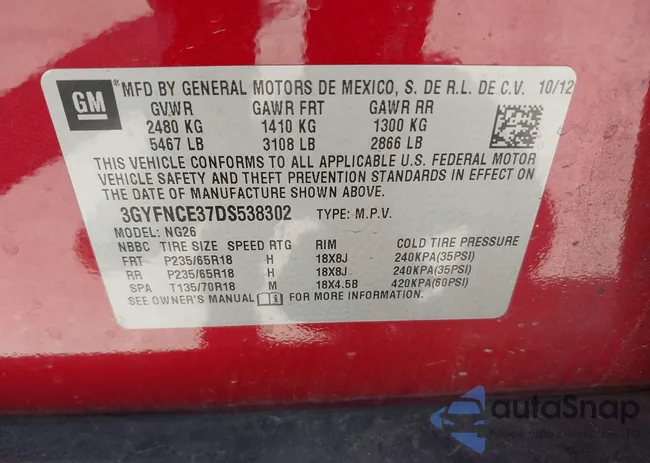 3GYFNCE37DS538302: 42262807