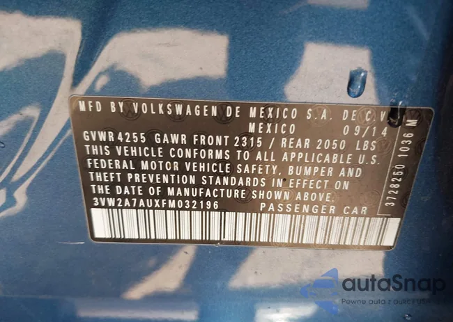 3VW2A7AUXFM032196: 42262138