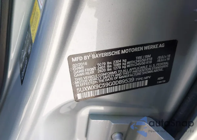 5UXWX9C59G0D89539: 42262211