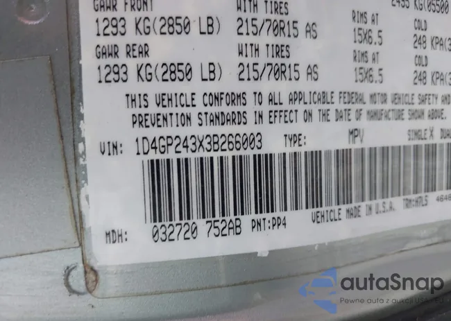 1D4GP243X3B266003: 42262213