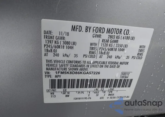 1FM5K8D86KGA57226: 42263498