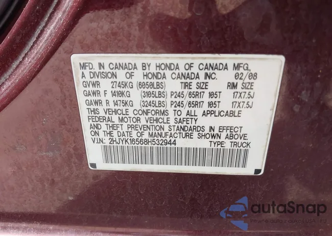 2HJYK16568H532944: 42263572