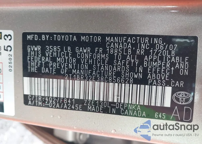 2T1BR32E38C856628: 42263621