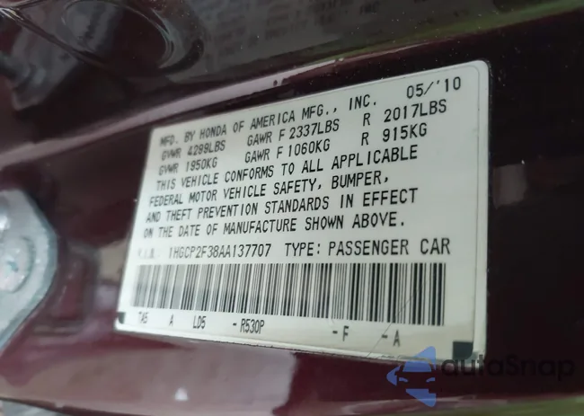 1HGCP2F38AA137707: 42263720