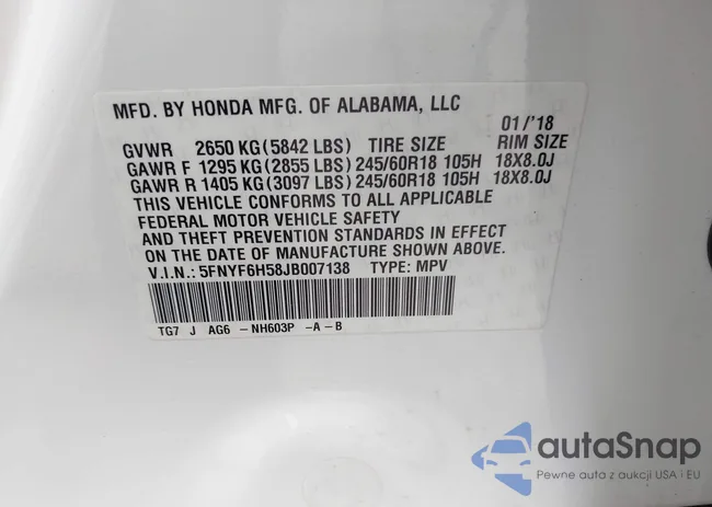 5FNYF6H58JB007138: 42263830