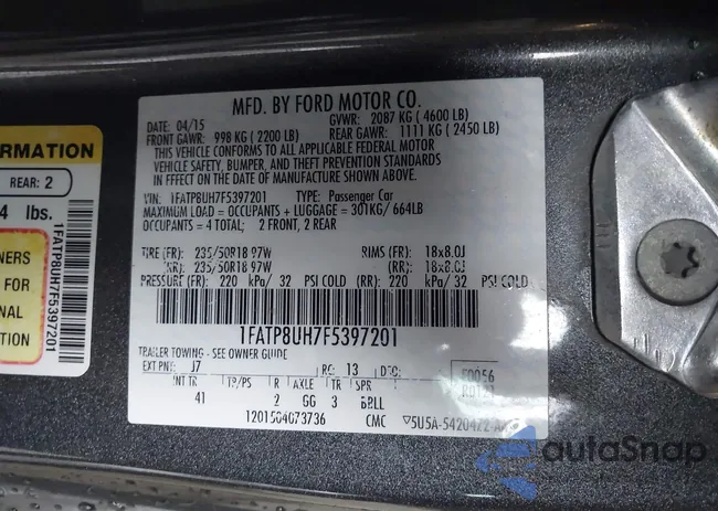 1FATP8UH7F5397201: 42263877