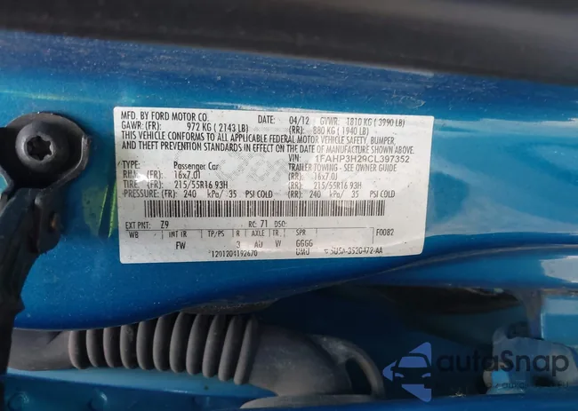 1FAHP3H29CL397352: 42263030