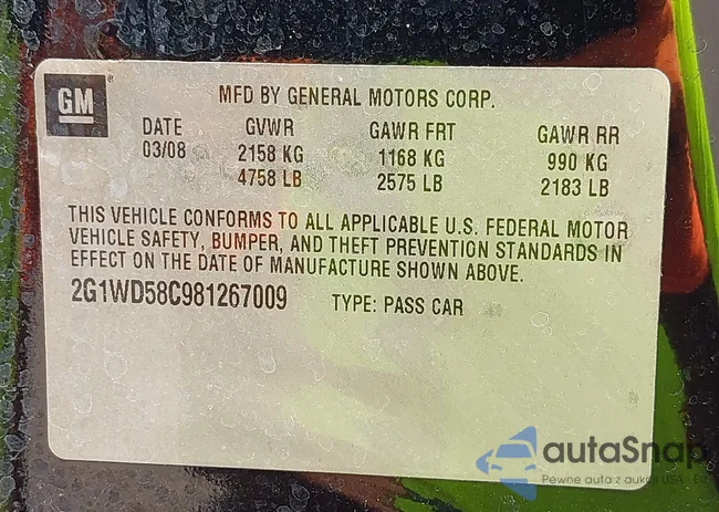 2G1WD58C981267009: 42263106