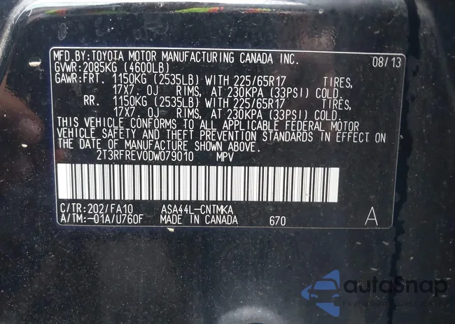 2T3RFREV0DW079010: 42263158