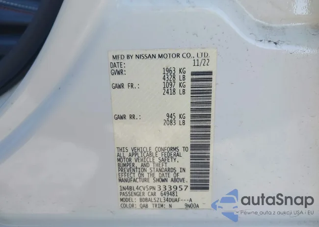 1N4BL4CV5PN333957: 42263247