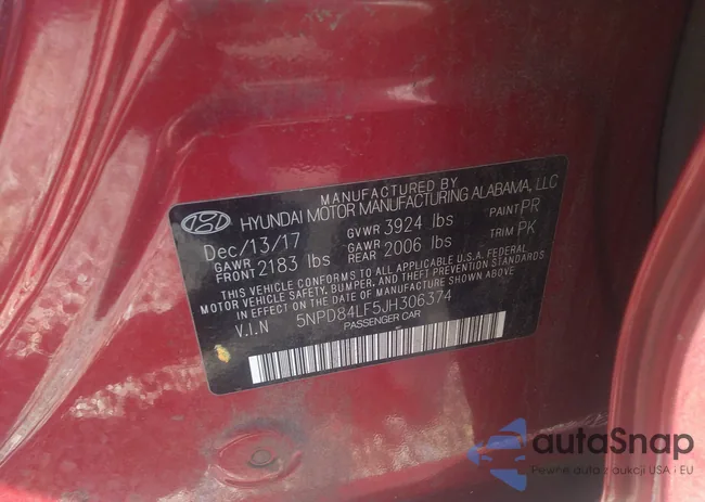 5NPD84LF5JH306374: 42264350