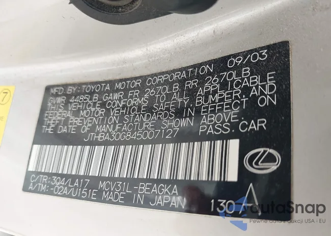 JTHBA30G845007127: 42264499