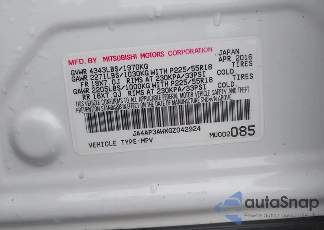 JA4AP3AWXGZ042924: 42264510