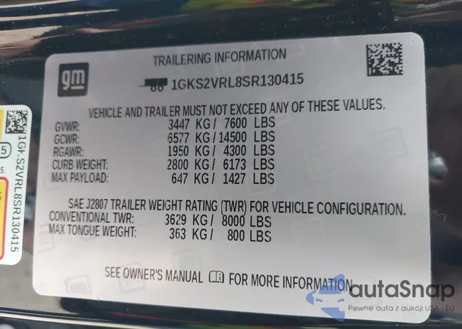 1GKS2VRL8SR130415: 42264590