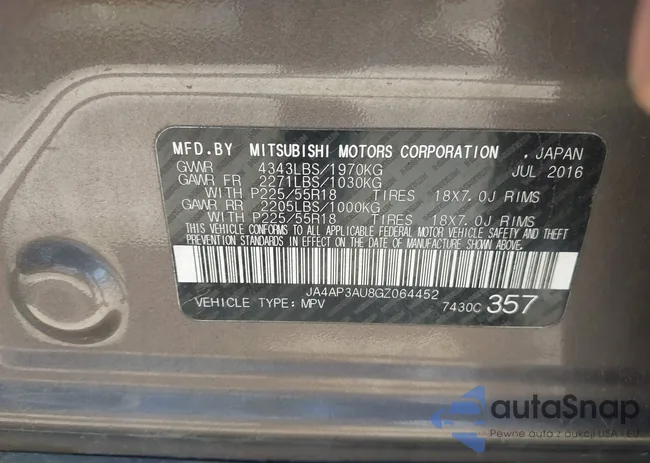 JA4AP3AU8GZ064452: 42264777