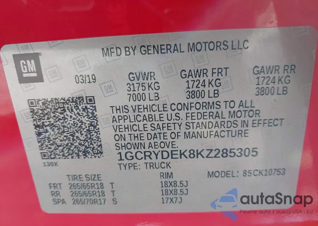 1GCRYDEK8KZ285305: 42263895