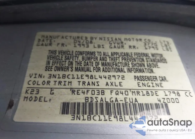 3N1BC11E98L442972: 42263896