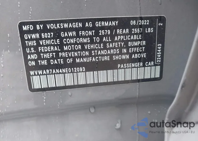 WVWAR7AN4NE012093: 42263932