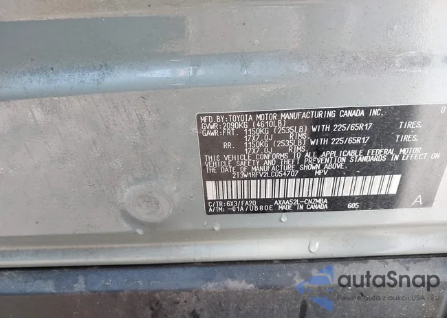 2T3W1RFV2LC054707: 42264143