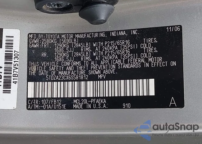 5TDZA23CX6S581812: 42264218