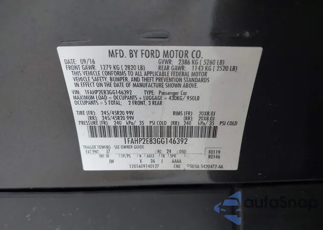 1FAHP2E83GG146392: 42265341