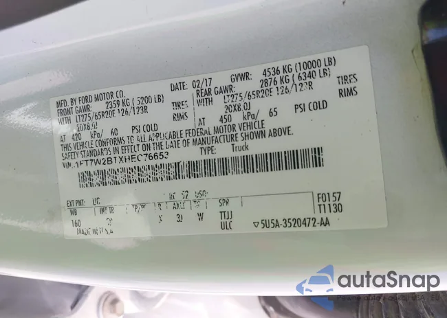 1FT7W2BTXHEC76653: 42265367