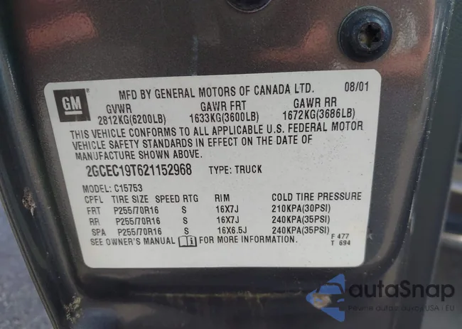 2GCEC19T621152968: 42265613