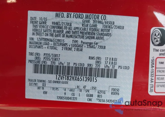 1ZVFT82HX65139015: 42265615