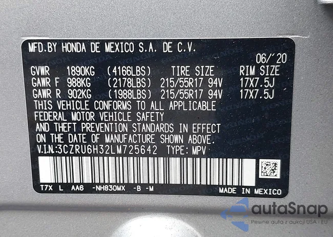 3CZRU6H32LM725642: 42265630