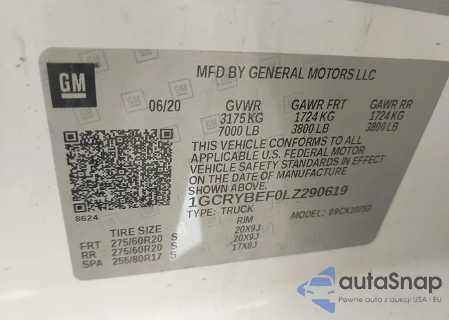 1GCRYBEF0LZ290619: 42265873