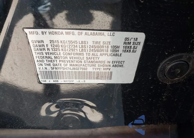 5FNYF5H74JB027592: 42264886