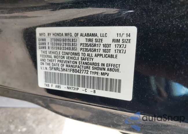 5FNRL5H41FB042772: 42264965