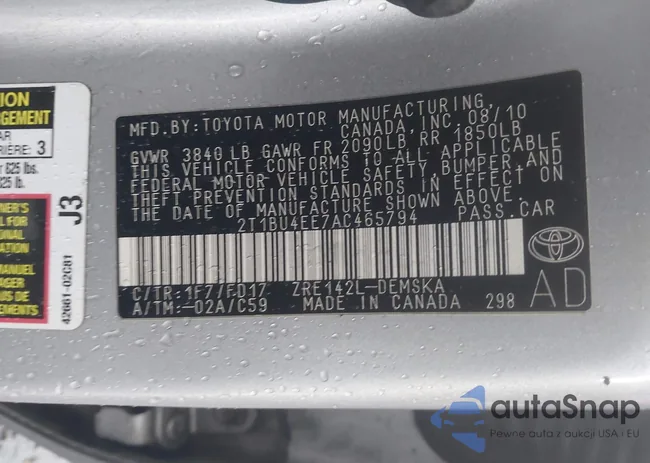 2T1BU4EE7AC465794: 42265020