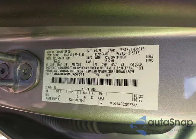 1FMCU0H63MUA57541: 42265093