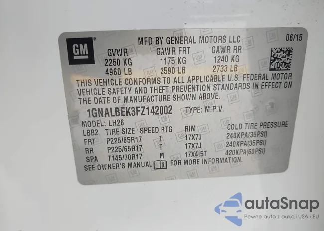 1GNALBEK3FZ142002: 42266330