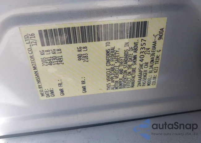 1N4AA6AP5HC403357: 42266337