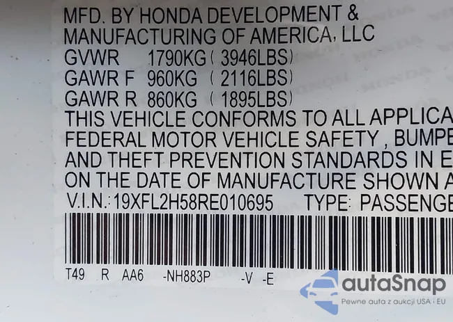 19XFL2H58RE010695: 42266371