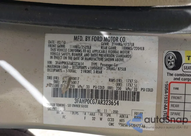 3FAHP0CG7AR323654: 42266374