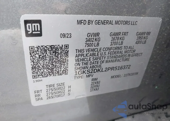 1GKS2DKL2PR516372: 42266557