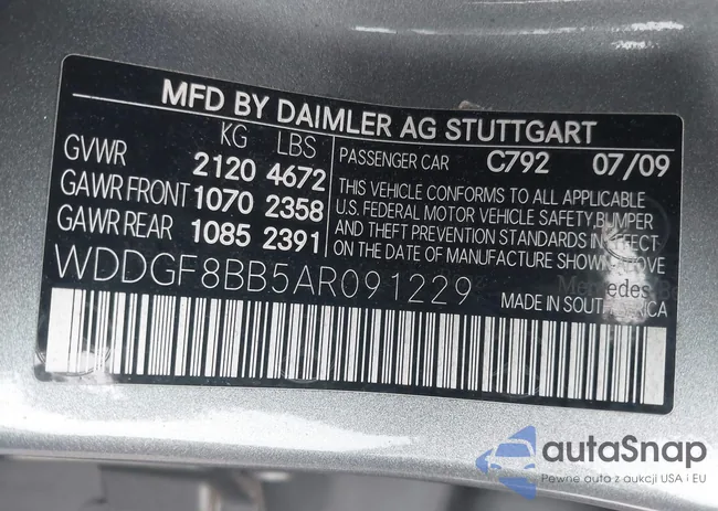 WDDGF8BB5AR091229: 42266697