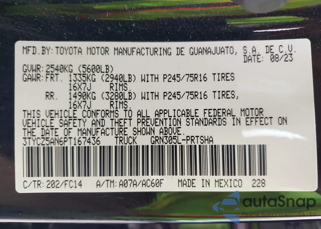 3TYCZ5AN6PT167436: 42265894