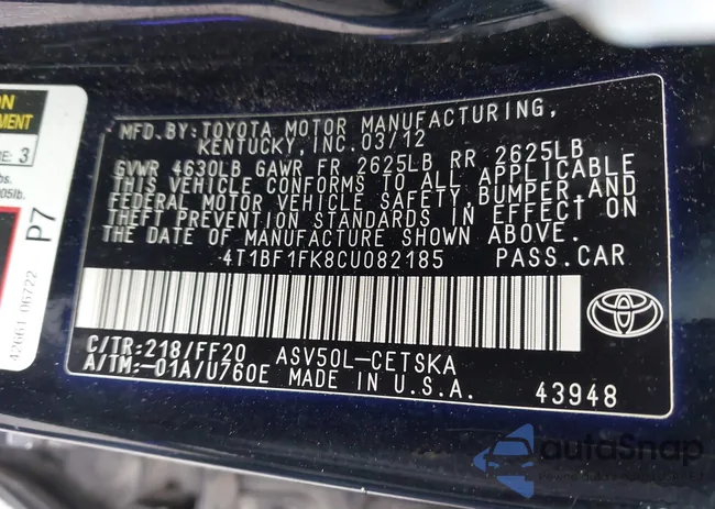 4T1BF1FK8CU082185: 42266212