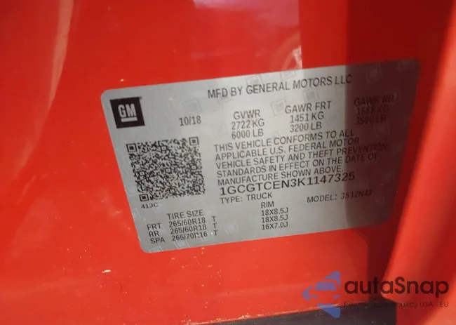 1GCGTCEN3K1147325: 42267305