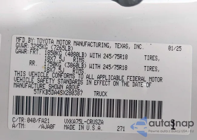 5TFKB5DA4SX280387: 42267581